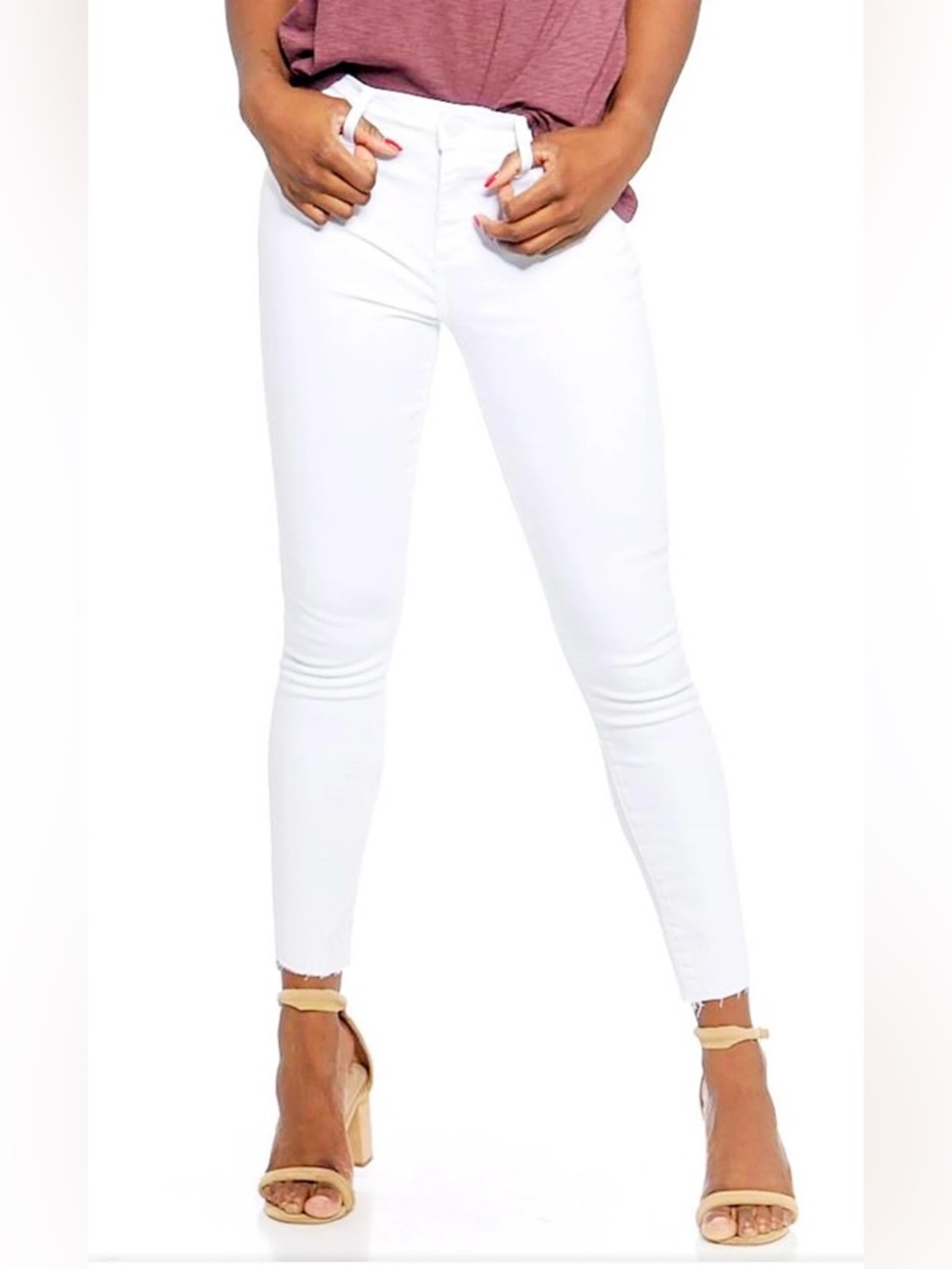 Spanx Distressed Pull On Skinny Jeans White Size Small